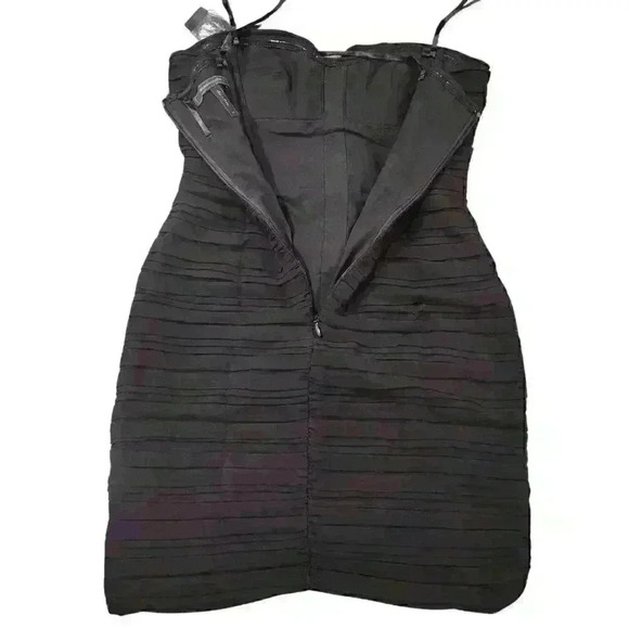 BCBGMAXAZRIA Sabrinna Strapless Black Crepe Ruched Bow Tie Dress, Size 6; $378 - Picture 8 of 13